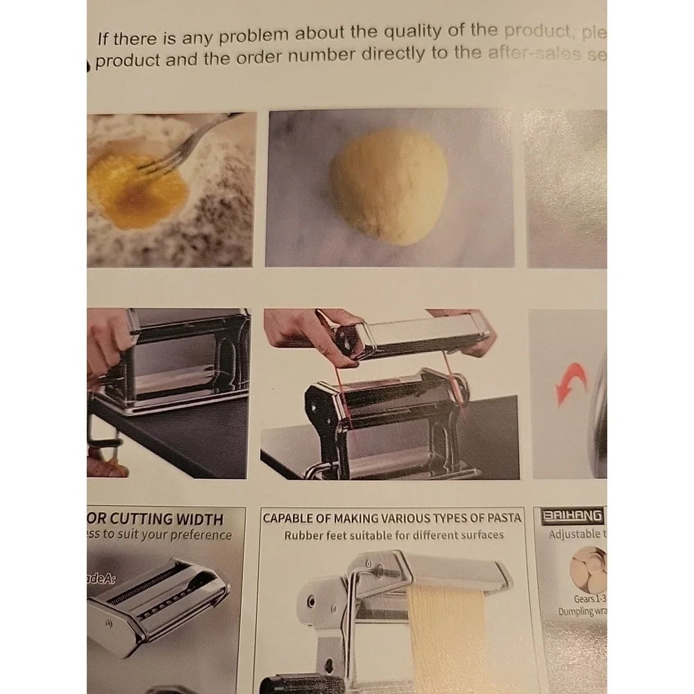 Pasta Machine with Cutter and Hand Crank, Yable Clamp 2‎ Blades Choices